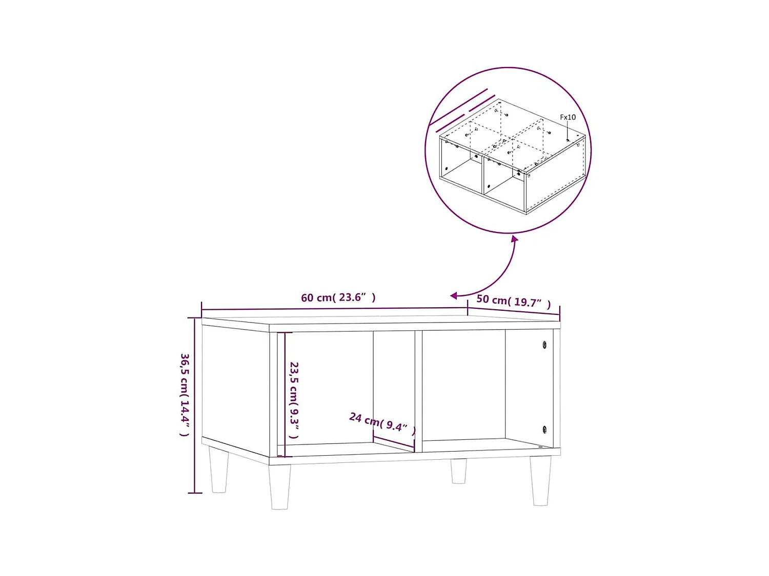 Mesa de centro | Mesa auxiliar madera contrachapada roble marrón 90x50x40 cm SHL2004