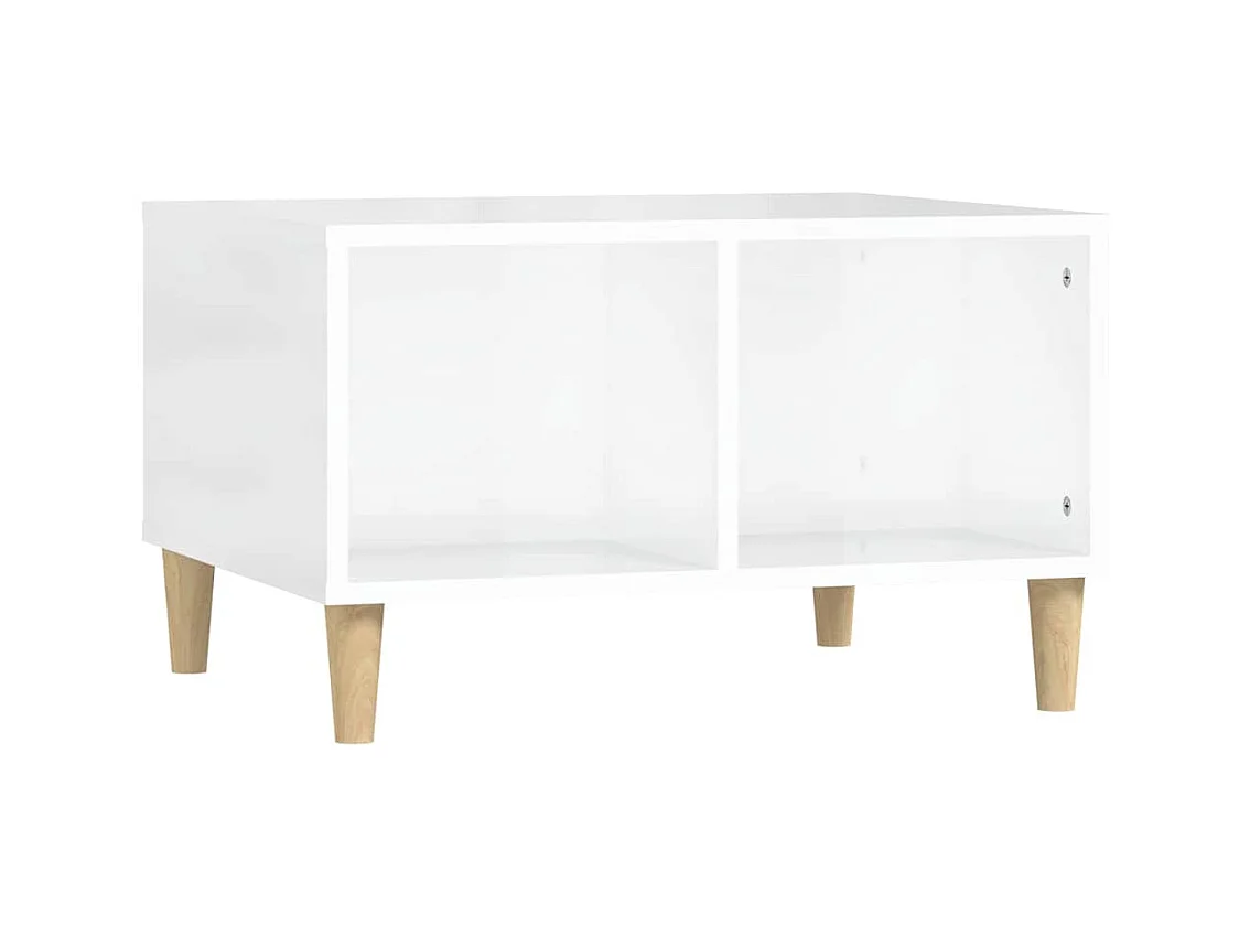 Table basse salon-Table d'appoint Blanc brillant 60x50x36,5 cm Bois d'ingénierie SHL66437