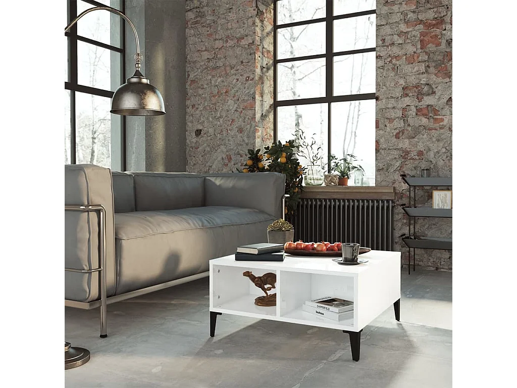 Couchtisch-Sofatisch-Beistelltische Hochglanz-Weiß 60x60x30 cm Holzwerkstoff SHL44211