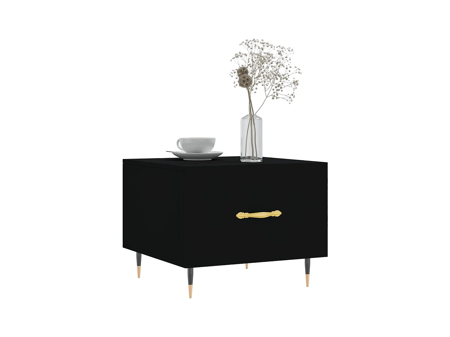 Mesa de centro | Mesa de apoio 50x50x40 cm derivados de madeira preto