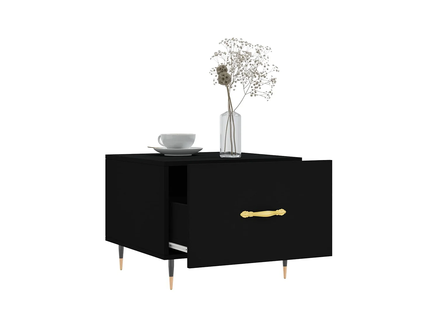 Mesa de centro | Mesa de apoio 50x50x40 cm derivados de madeira preto