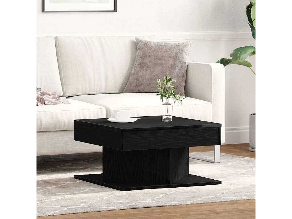 Table basse salon-Table d'appoint Noir Chêne 57x57x30 cm en bois d'ingénierie SHL78119