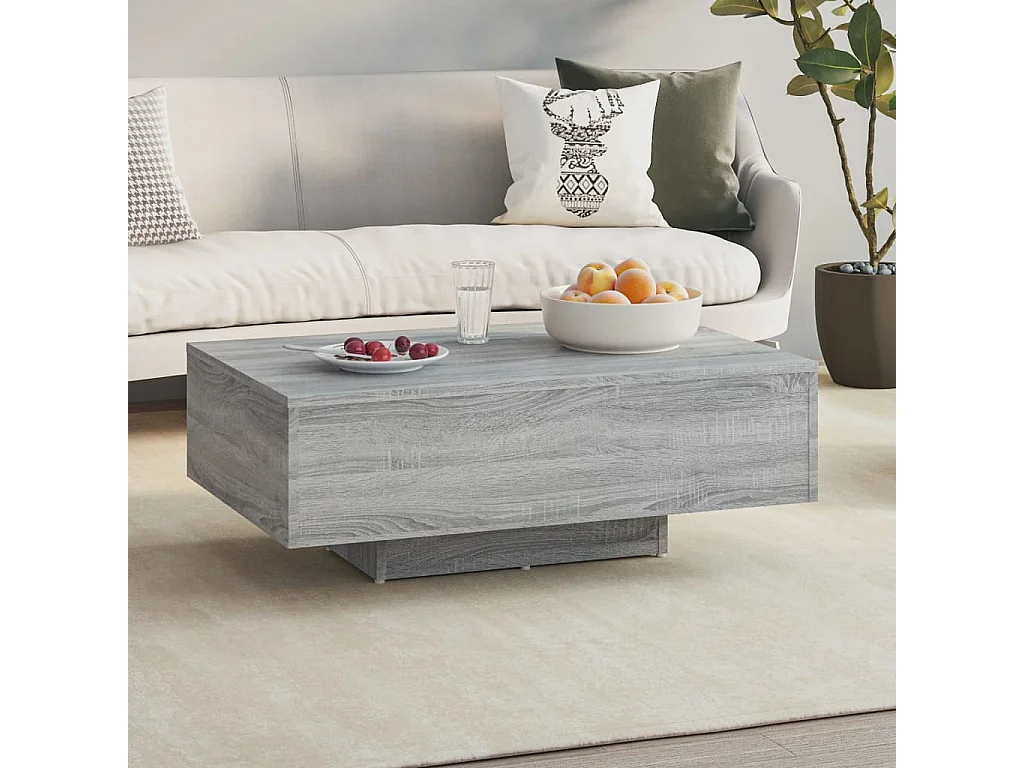 Mesa de centro | Mesa de apoio 85x55x31 cm derivados de madeira cinzento sonoma