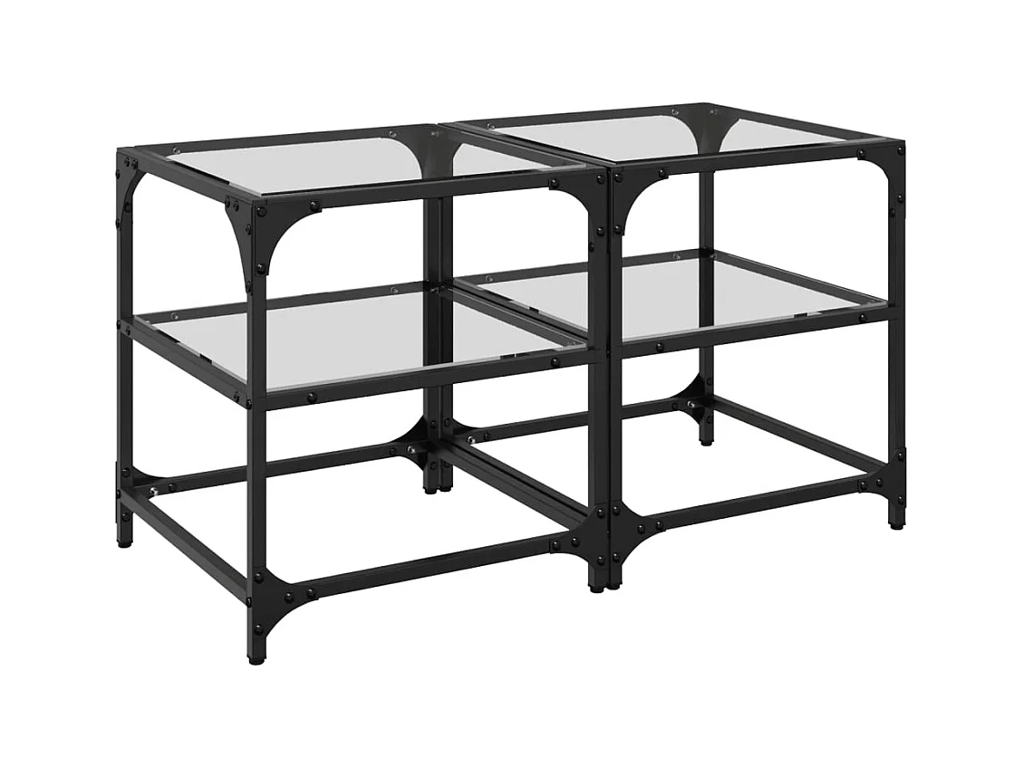 Tables basses salon-Tables d'appoint avec dessus en verre transparent 2 pcs acier SHL97108