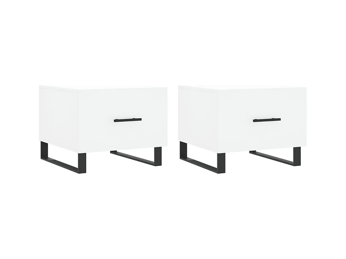 Conjunto de 2 Mesas de Centro | Mesa de apoio | Mesa de café 50x50x40 cm madeira processada branco