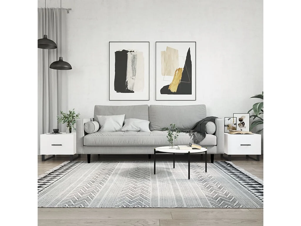 Salontafel Set van 2 | Bijzettafel | Koffietafel 2 st 50x50x40 cm bewerkt hout wit