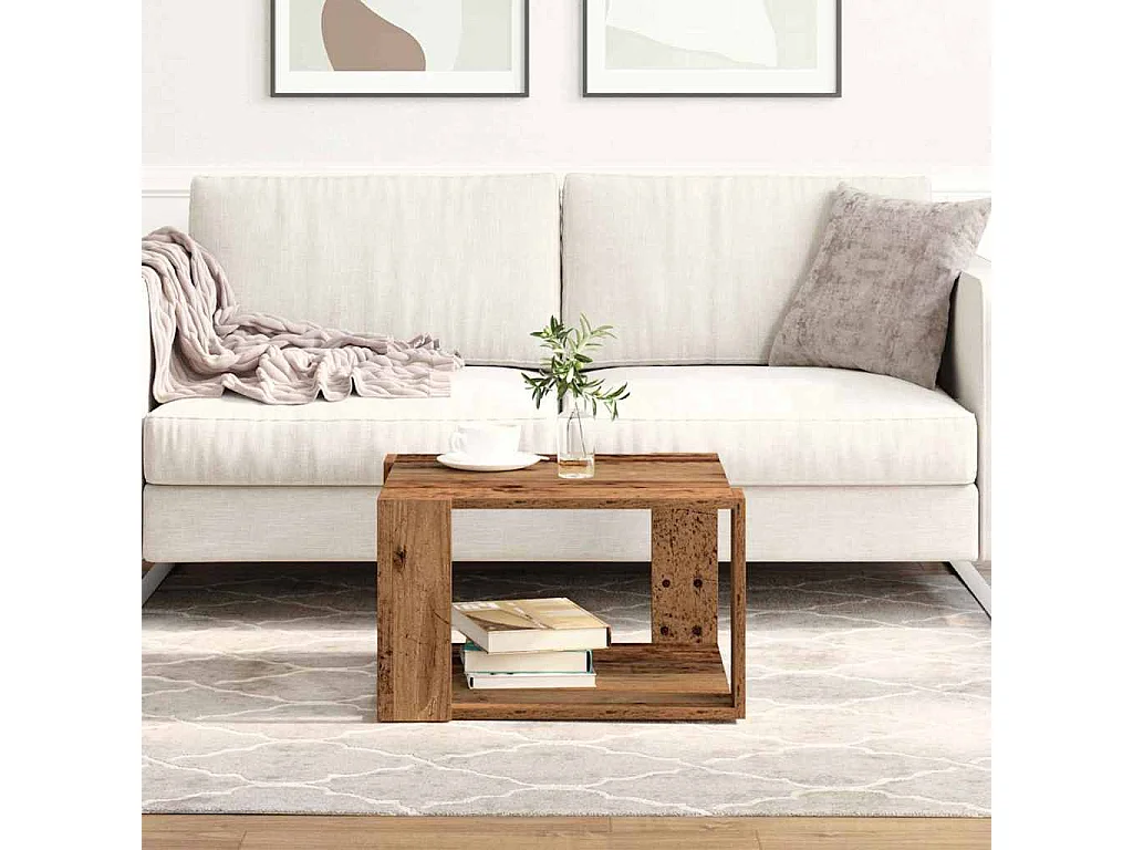 Couchtisch-Wohnzimmertisch-Beistelltische Altholz 51,5x51,5x30 cm Holzwerkstoff SHL60087