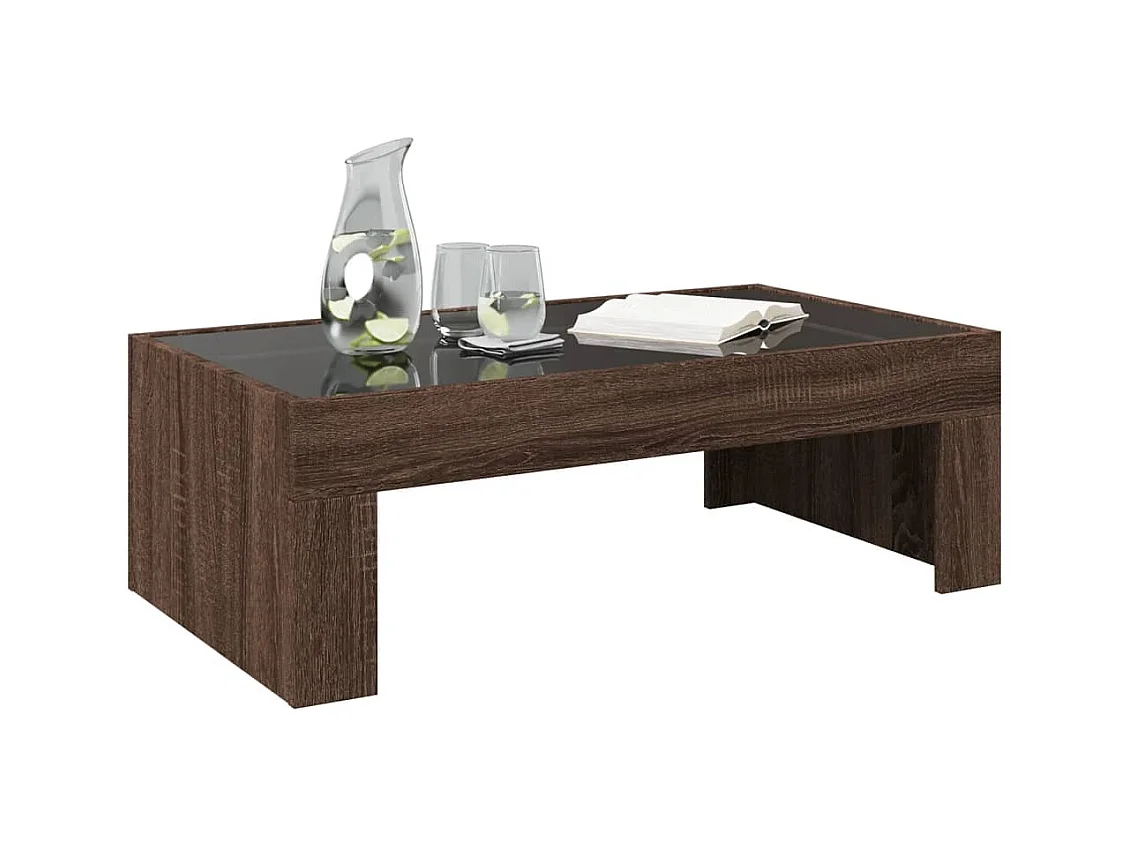 Table basse salon-Table d'appoint avec LED infini chêne marron 90x50x30 cm SHL11666