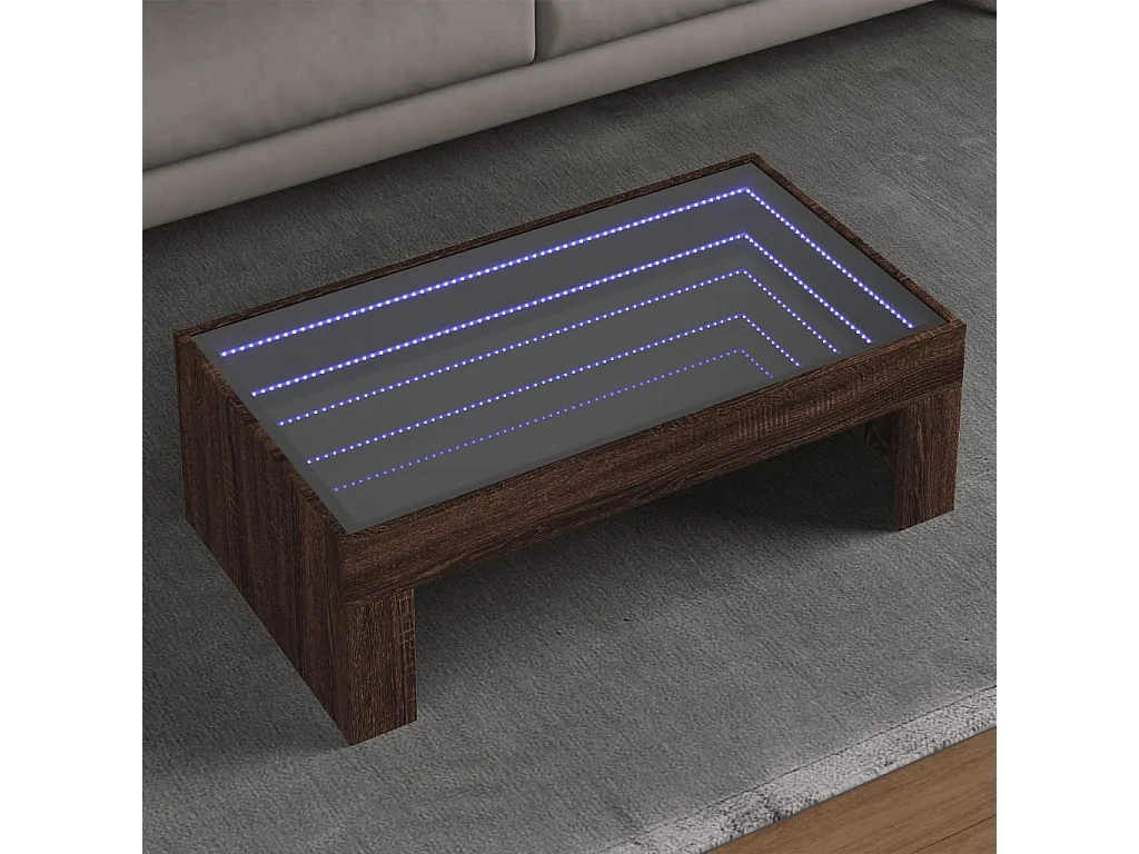 Couchtisch mit Infinity-LED | Beistelltische | Sofatisch Braun Eichen-Optik 90x50x30 cm SHL33072