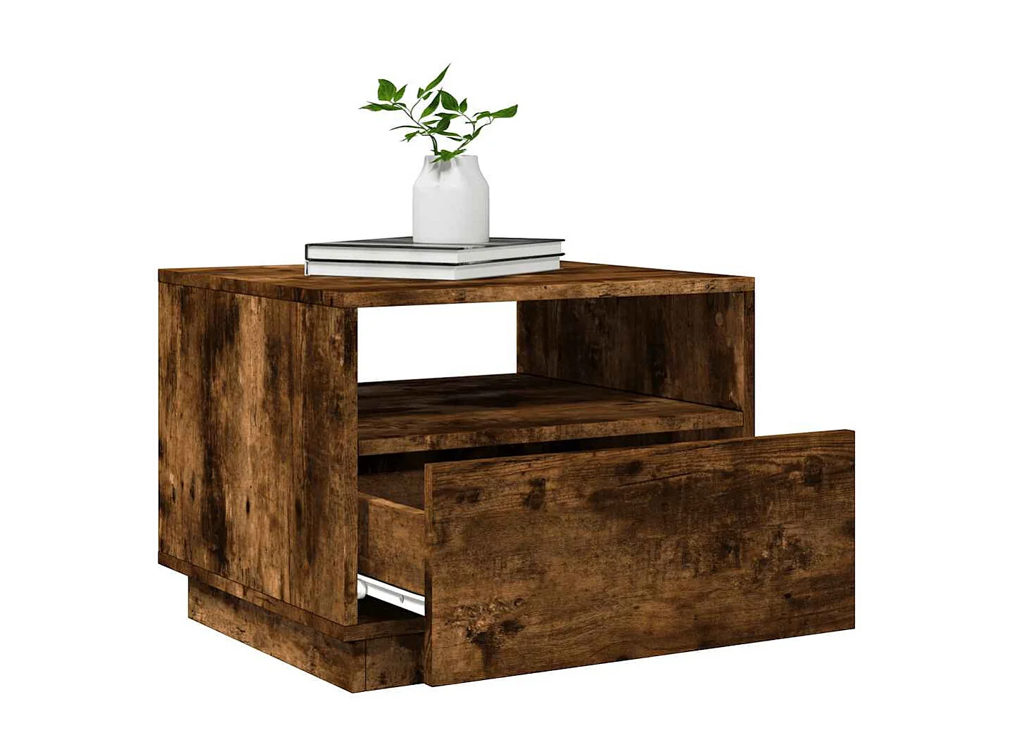 Mesa de centro-Mesa auxiliar de madera maciza de mango rugosa 35x35x30 cm SHL4033