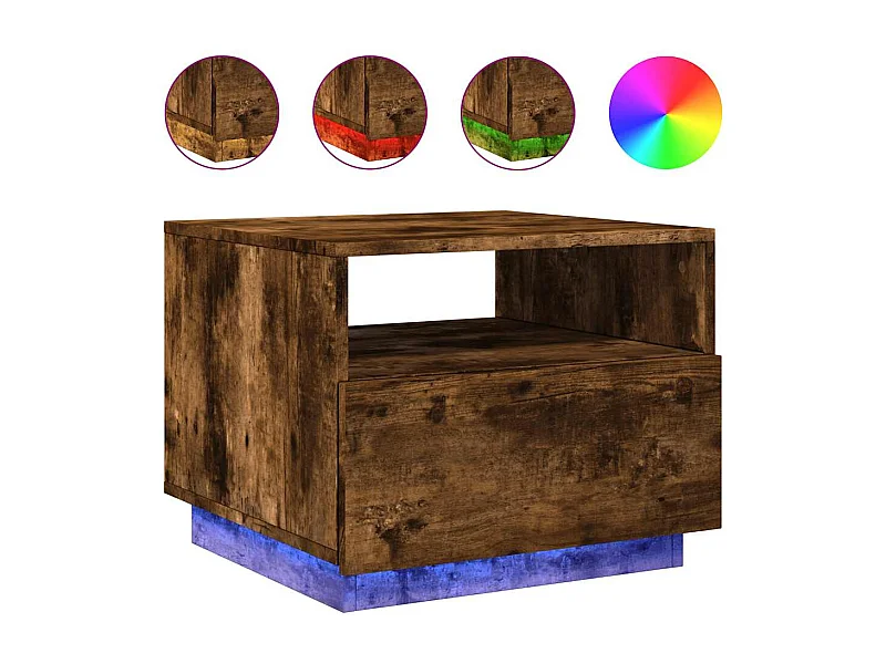 Couchtisch mit LED-Leuchten Räuchereiche 50x49x40 cm SHL86335