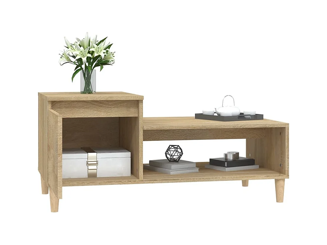 Mesa de centro | Mesa auxiliar madera de ingeniería blanca 100x100x40 cm SHL4467