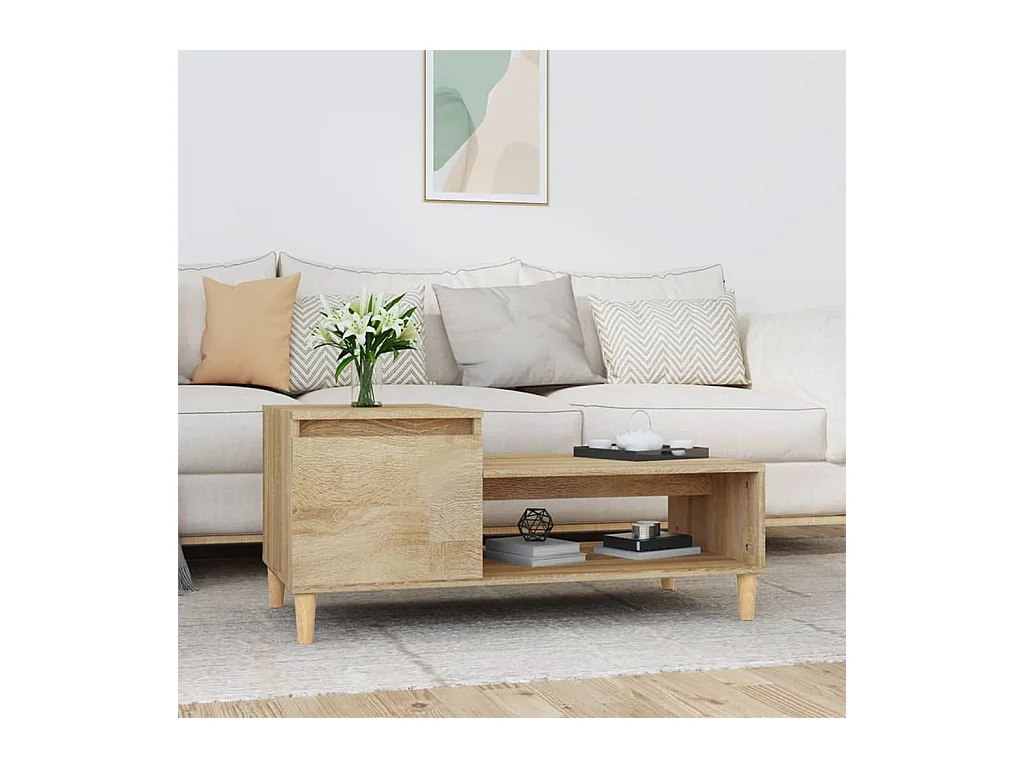 Mesa de centro | Mesa auxiliar madera de ingeniería blanca 100x100x40 cm SHL4467