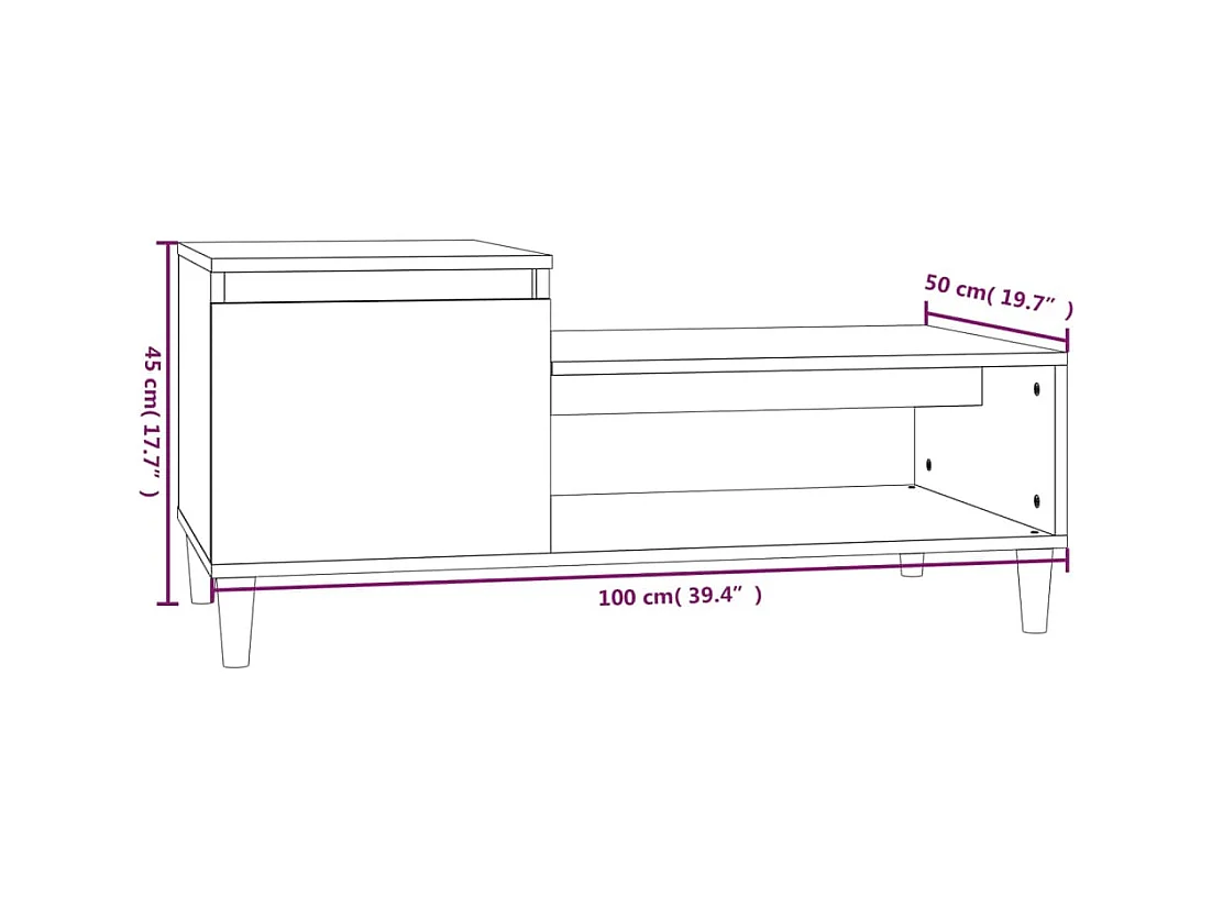 Mesa de centro | Mesa auxiliar madera de ingeniería blanca 100x100x40 cm SHL4467