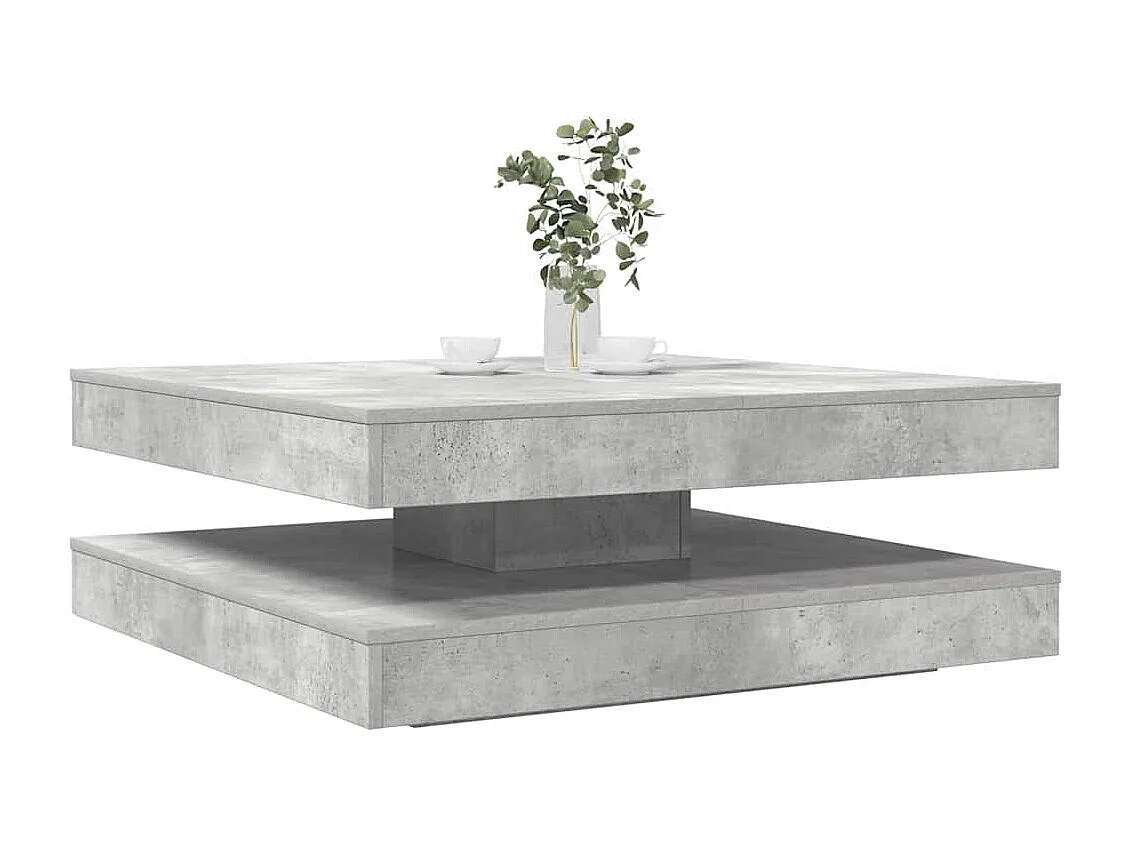 Table basse salon-Table d'appoint rotative à 360 degrés gris béton 90x90x34,5 cm SHL9440
