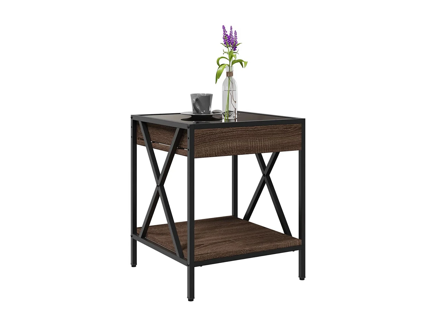 Mesa de centro-Mesa auxiliar madera de ingeniería roble ahumado 40x40x42 cm SHL4356