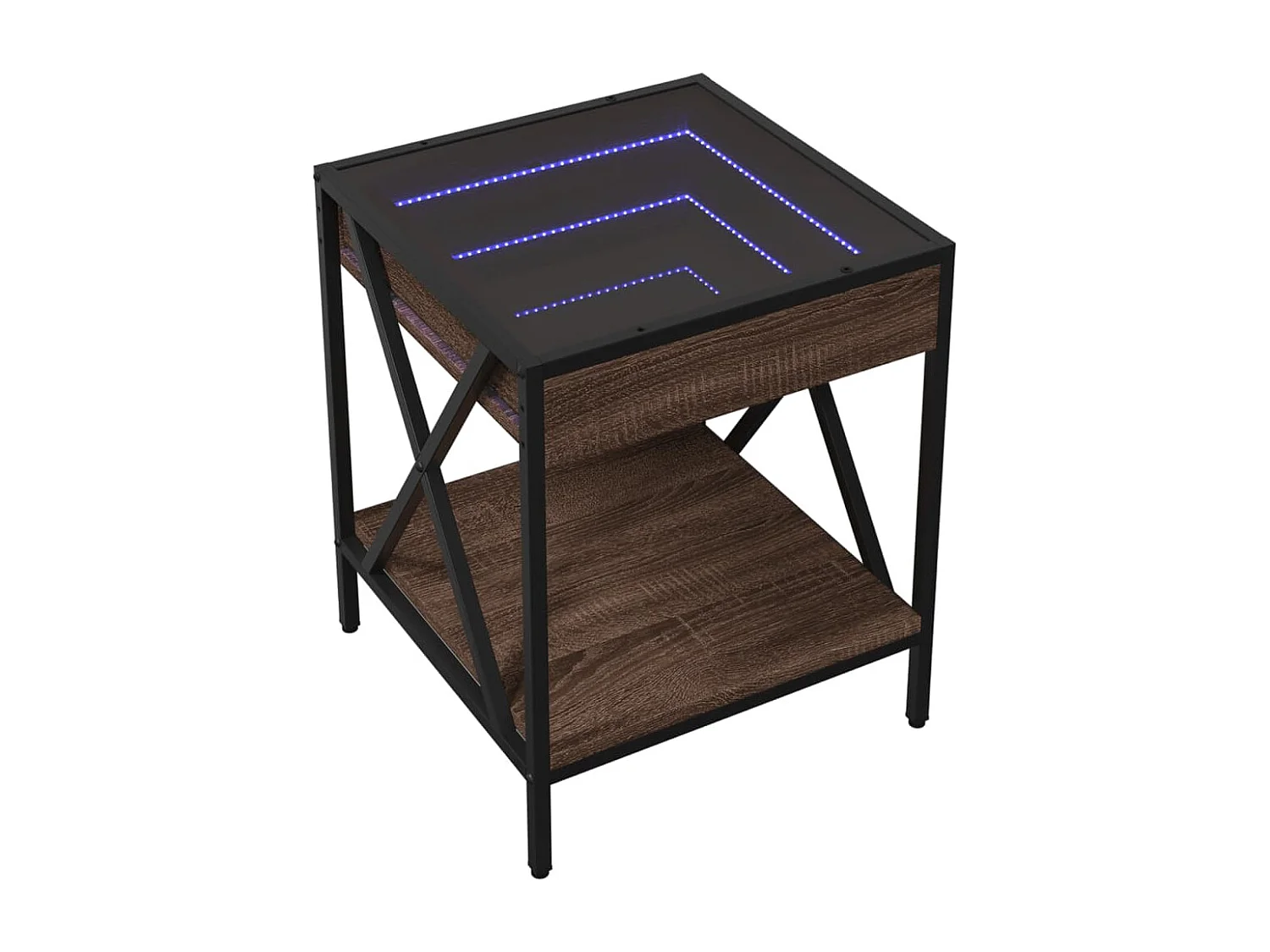 Couchtisch mit Infinity-LED | Beistelltische | Sofatisch Braun Eichen-Optik 40x40x49 cm SHL24106