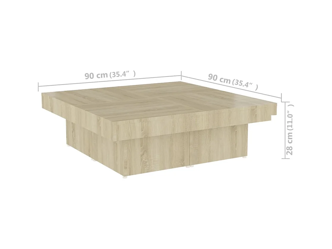 Table basse salon-Table d'appoint chêne sonoma 90x90x28 cm bois d'ingénierie SHL81535