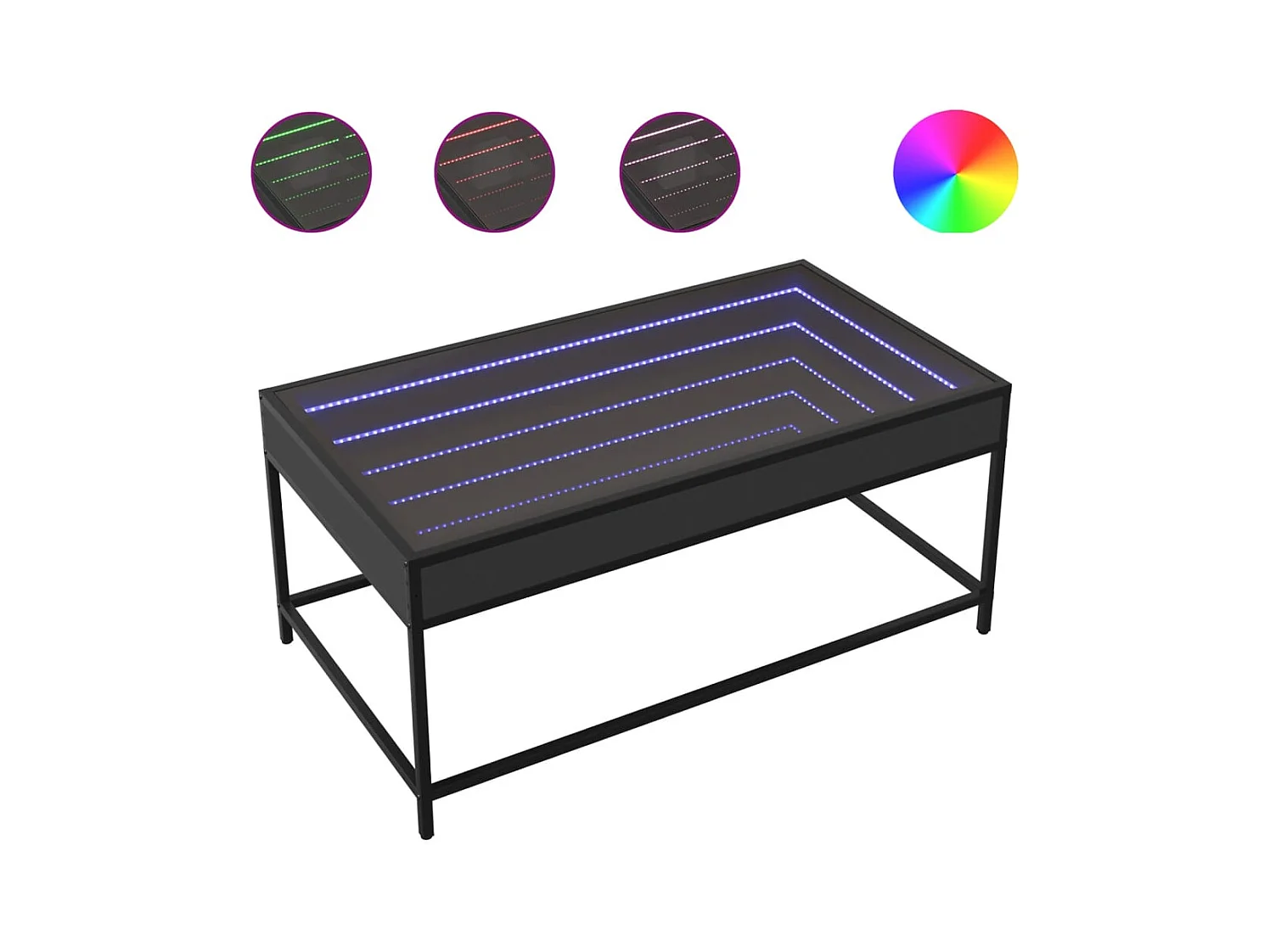 Table basse salon-Table d'appoint avec LED infini noir 90x50x41 cm SHL70630
