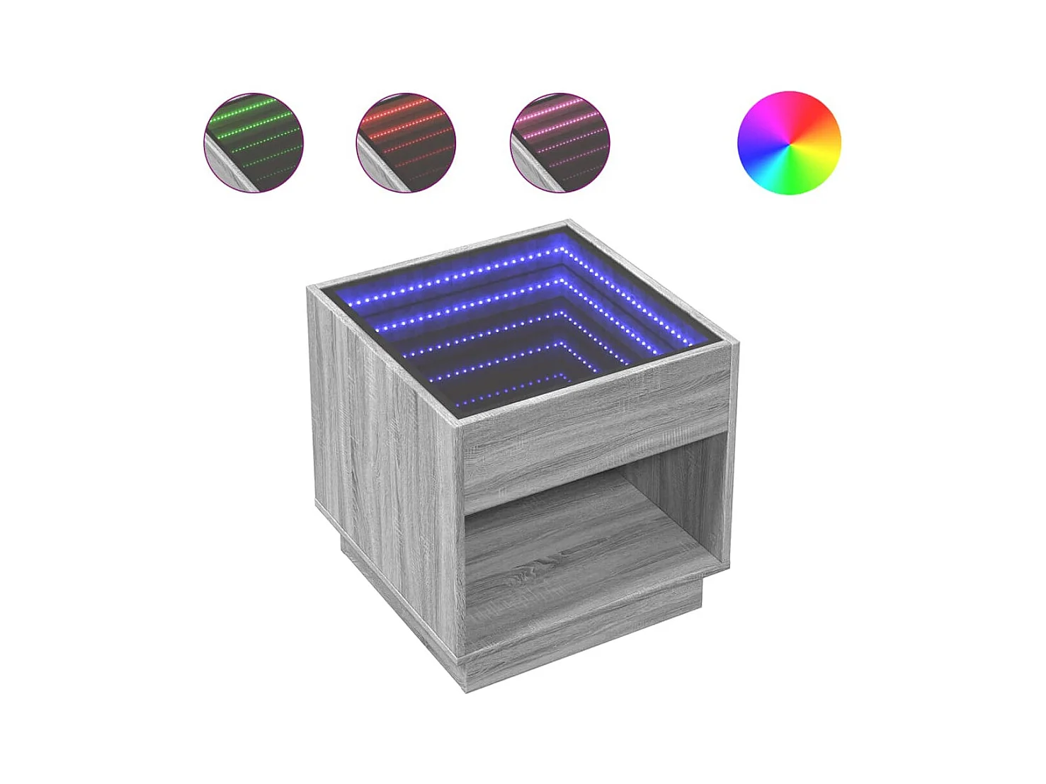 Table basse salon-Table d'appoint avec LED infini sonoma gris 50x50x50 cm SHL73001