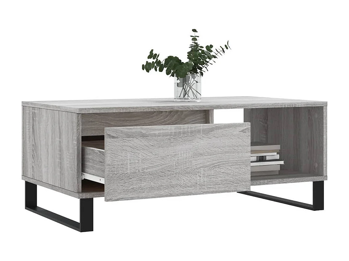 Mesa de centro | Mesa auxiliar madera ingeniería metal gris Sonoma 70x50x50 cm SHL2083