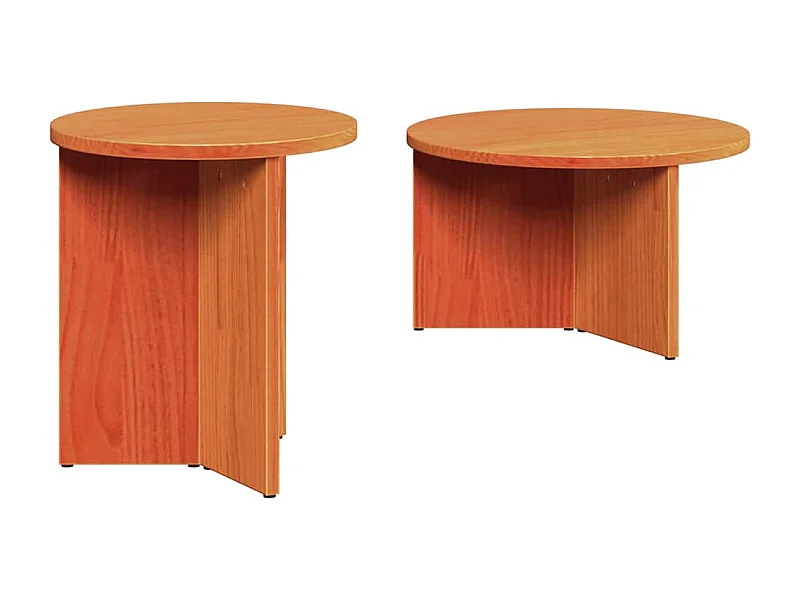 Salontafel Set van 2 | Woonkamertafel | Bijzettafel Wasbruin 49 x 49 x 28 cm Massief grenenhout
