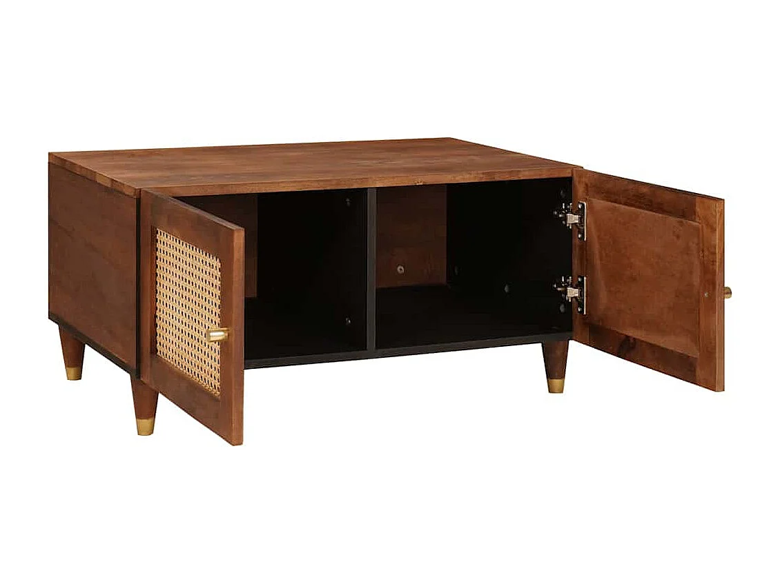 Couchtisch-Beistelltische-Sofatisch Braun 80x50x40 cm Rohr und massives Mangoholz SHL91787