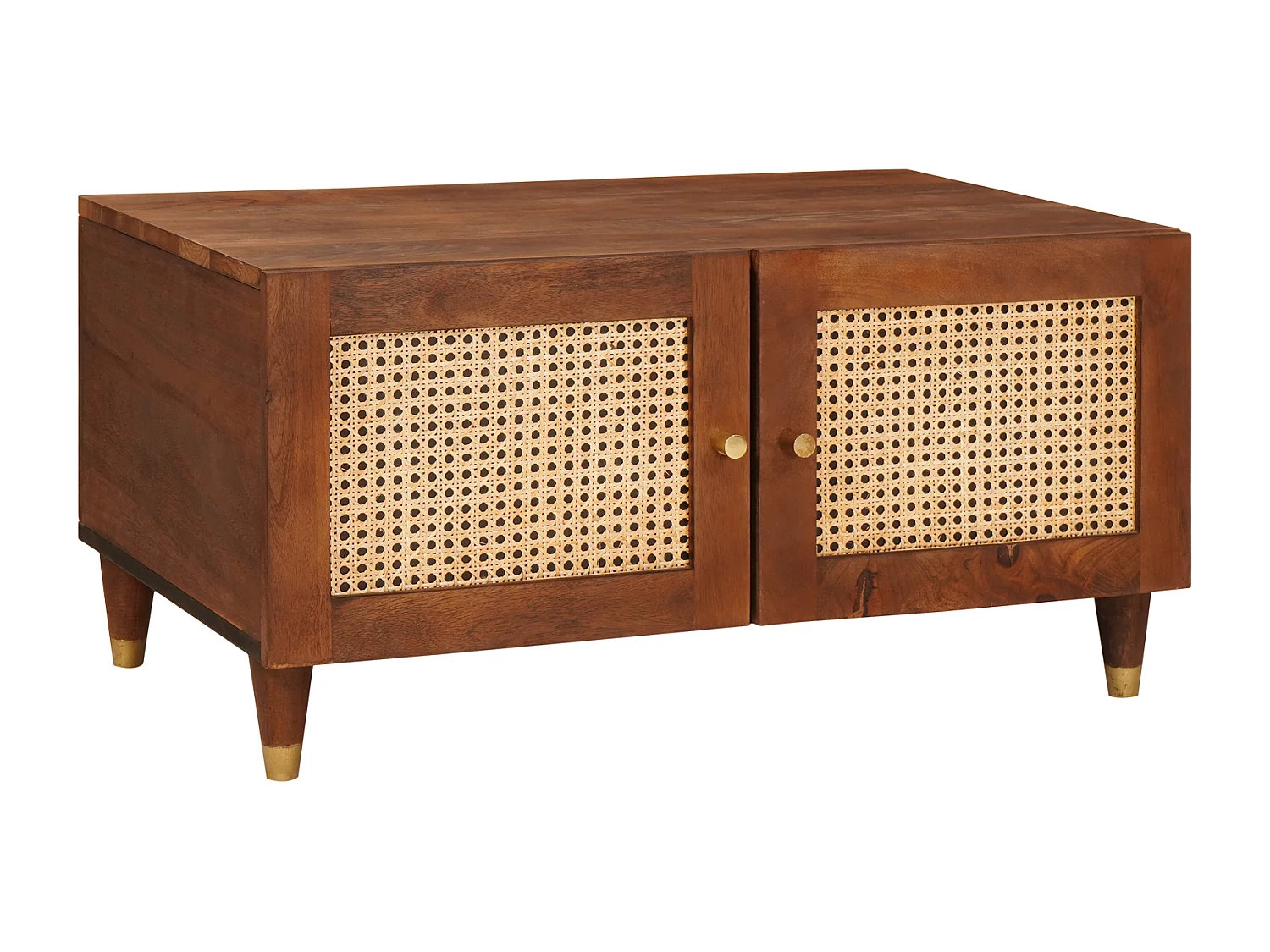 Couchtisch-Beistelltische-Sofatisch Braun 80x50x40 cm Rohr und massives Mangoholz SHL91787