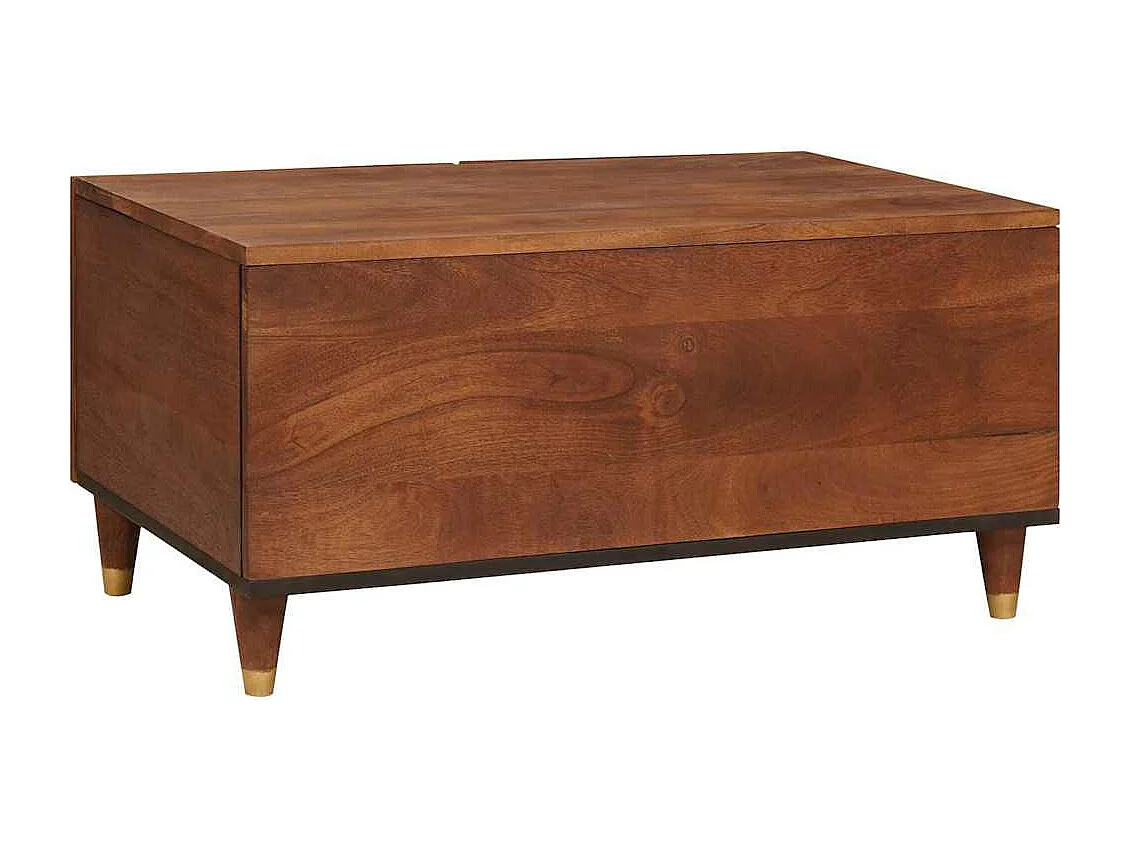 Couchtisch-Beistelltische-Sofatisch Braun 80x50x40 cm Rohr und massives Mangoholz SHL91787