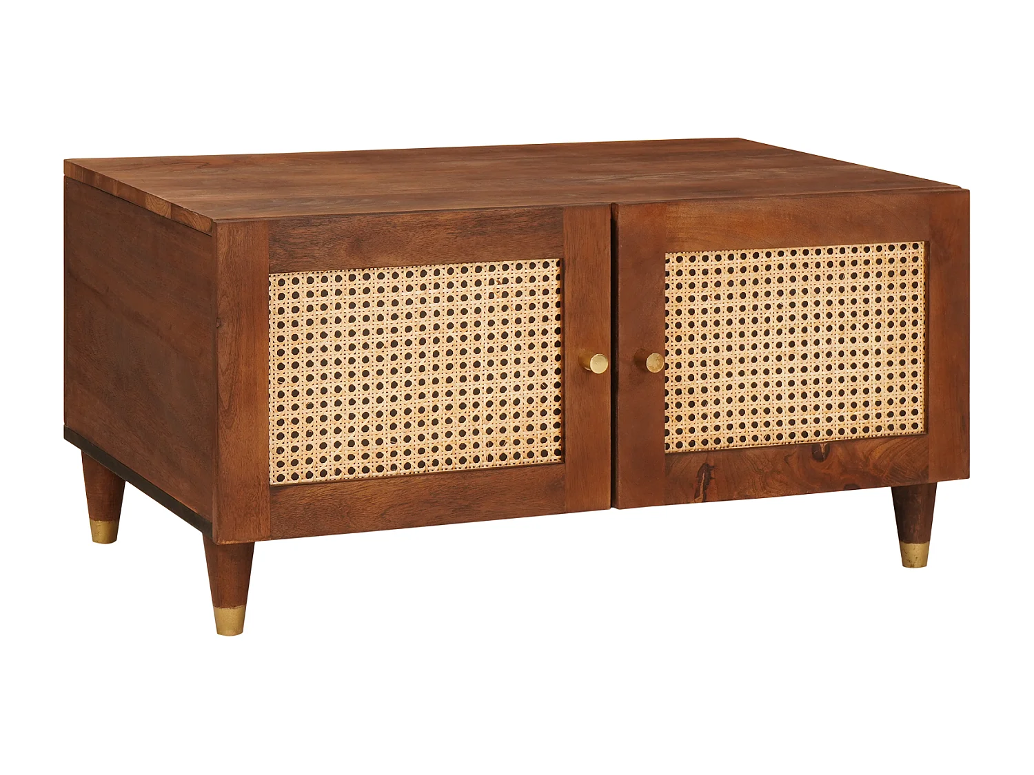 Couchtisch-Beistelltische-Sofatisch Braun 80x50x40 cm Rohr und massives Mangoholz SHL91787