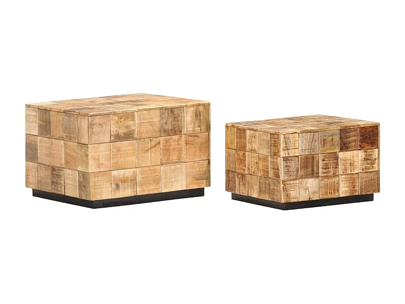 Mesas de centro 2 pcs c/ design blocos madeira mangueira áspera