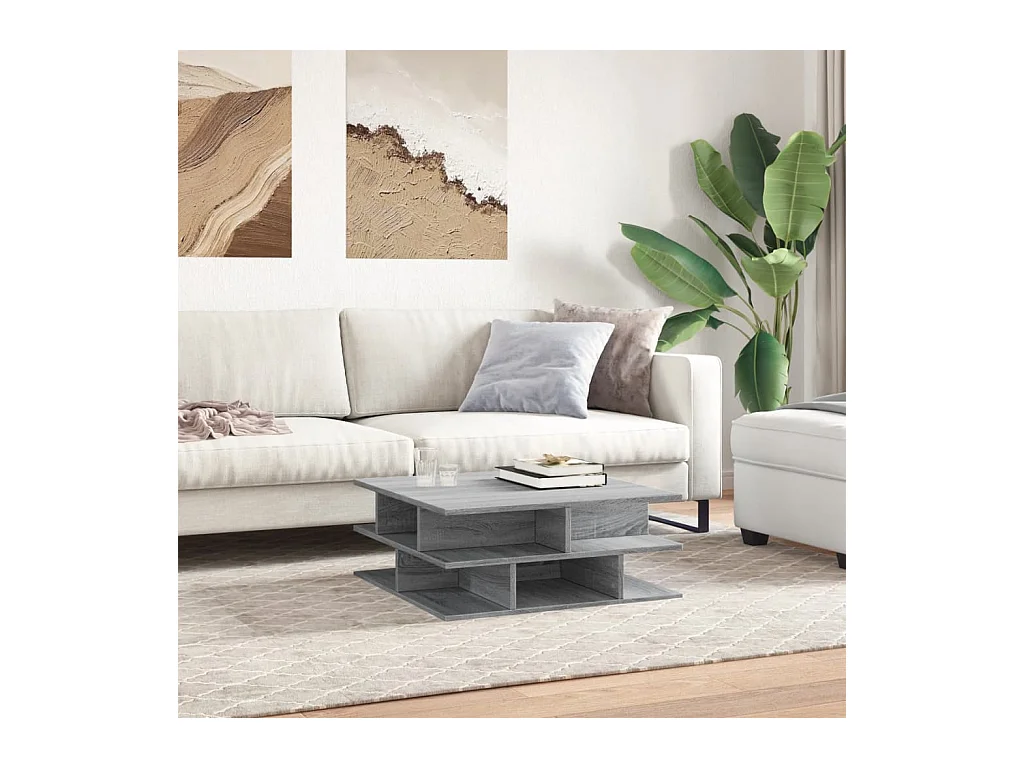 Mesa de centro-Mesa auxiliar de madera maciza de pino negro 60x50x35 cm SHL356051