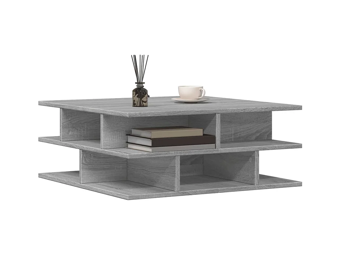 Mesa de centro-Mesa auxiliar de madera maciza de pino negro 60x50x35 cm SHL356051