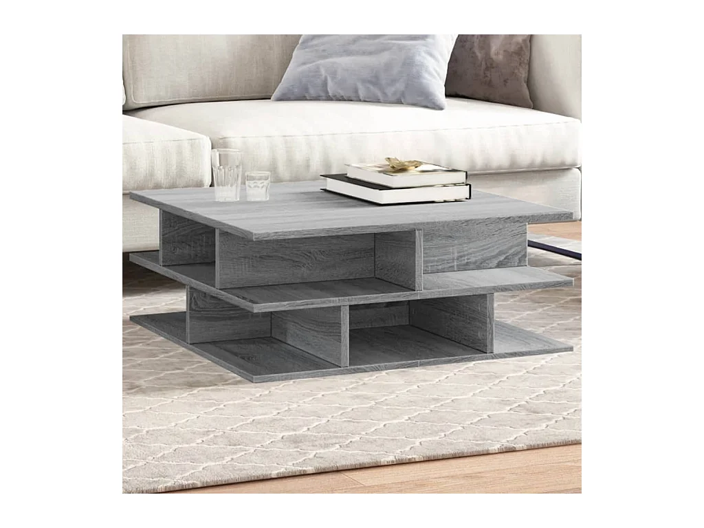 Mesa de centro-Mesa auxiliar de madera maciza de pino negro 60x50x35 cm SHL356051