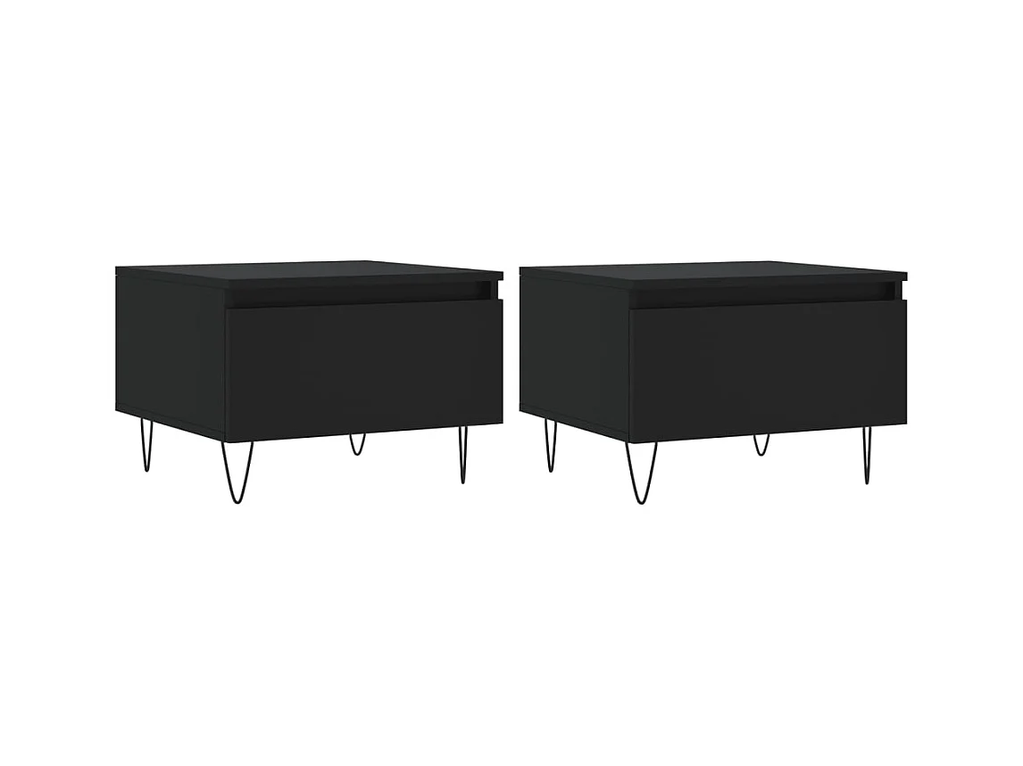 Lot de 2 Tables basses-Tables d'appoint noir 50x46x35 cm bois d'ingénierie SHL33754