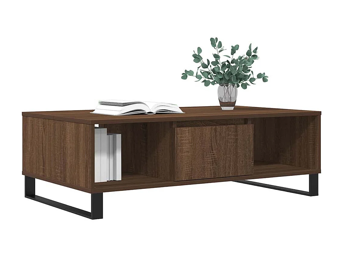 Table basse salon-Table d'appoint chêne marron 104x60x35 cm bois d'ingénierie SHL93897