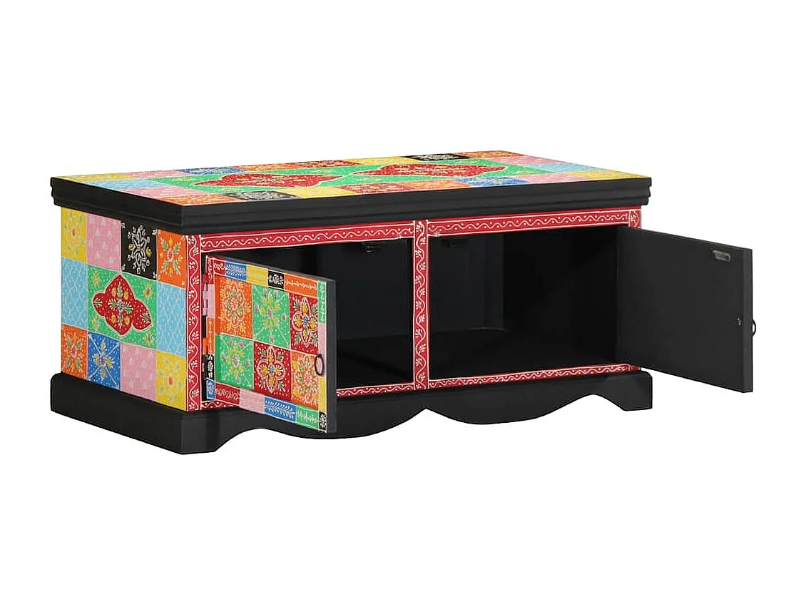 Couchtisch-Wohnzimmertisch-Beistelltische Mehrfarbig 90x50x40 cm Massivholz Mango SHL13860