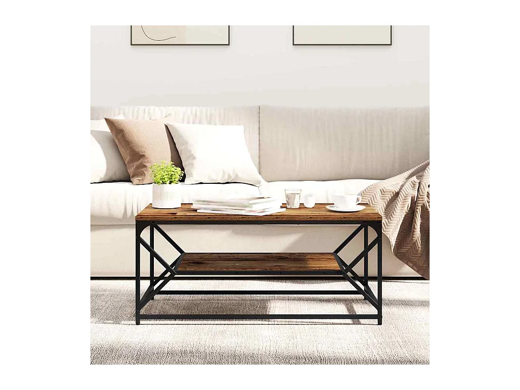 Mesa de centro-Mesa auxiliar-Mesita de centro madera de ingeniería gris hormigón 60x60x31,5 cm SHL676738