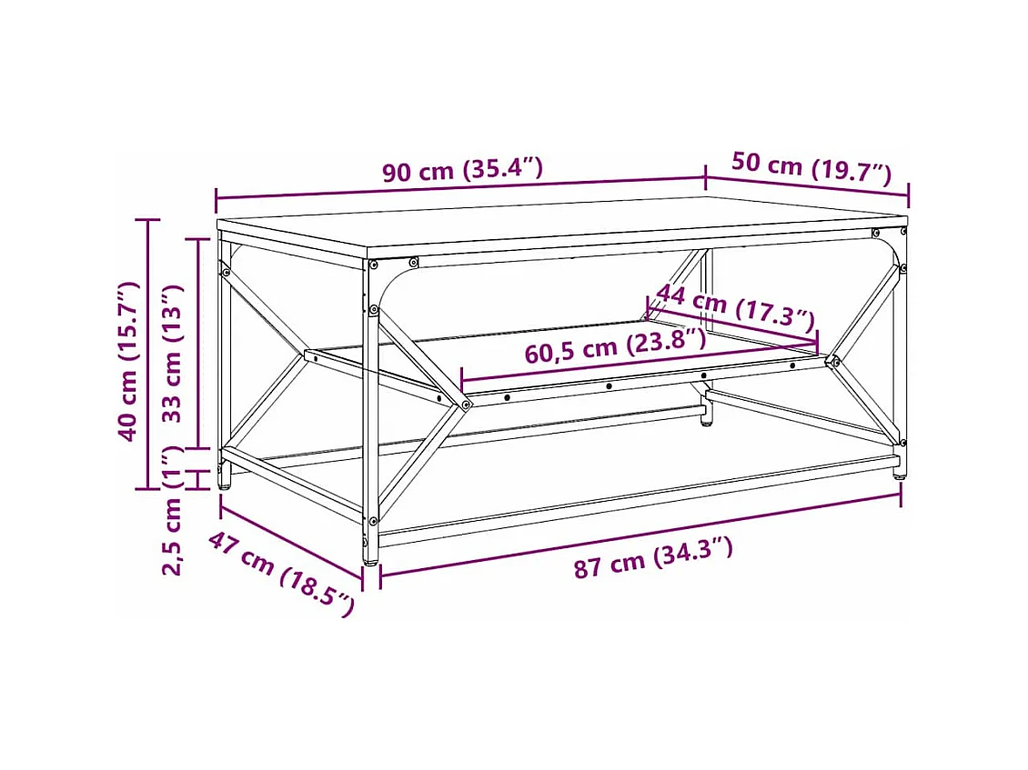 Mesa de centro-Mesa auxiliar-Mesita de centro madera de ingeniería gris hormigón 60x60x31,5 cm SHL676738