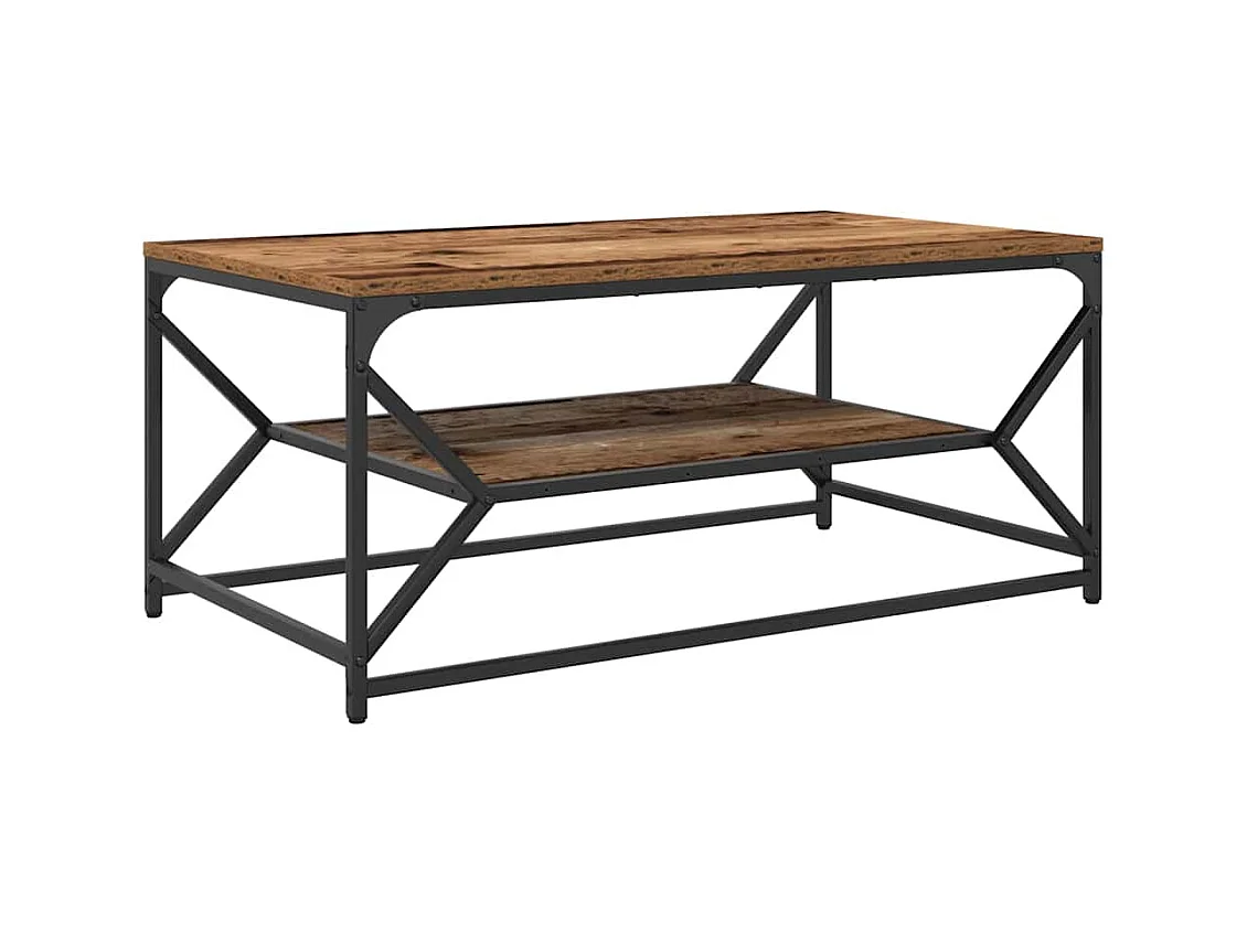 Table basse salon avec étagère en bois vintage 90x50x40 cm en bois d'ingénierie SHL18964