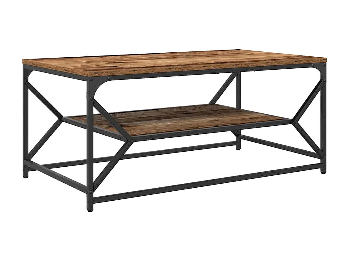 Couchtisch-Wohnzimmertisch-Beistelltische Altholz 90x50x40 cm Ingenieure Holz und Stahl SHL82220