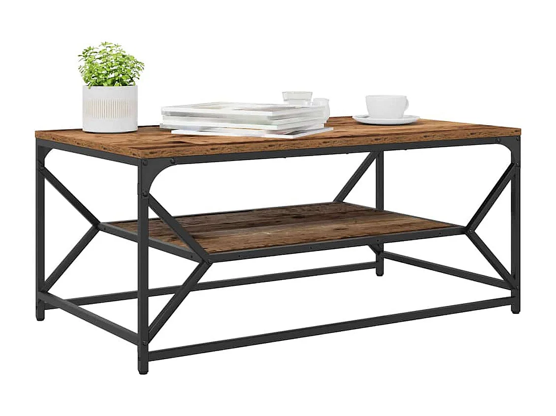 Salontafel | Koffietafel Oud hout 90 x 50 x 40 cm Engineered hout en staal