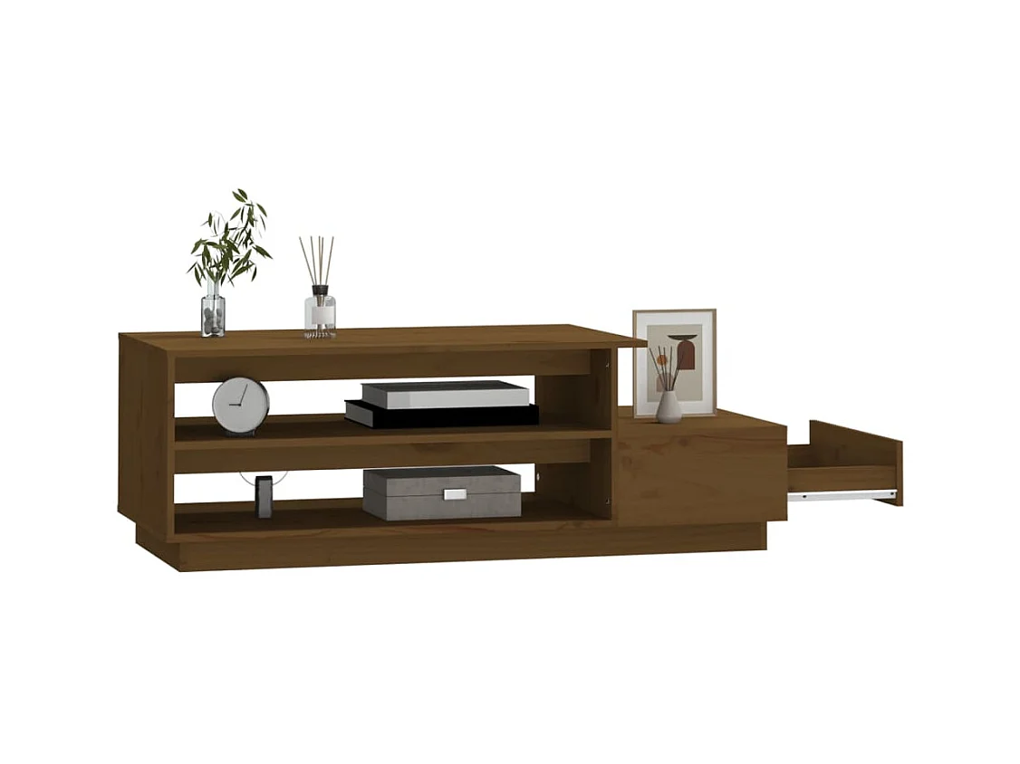 Table basse salon-Table d'appoint Marron miel 120x50x40,5 cm Bois massif de pin SHL74583