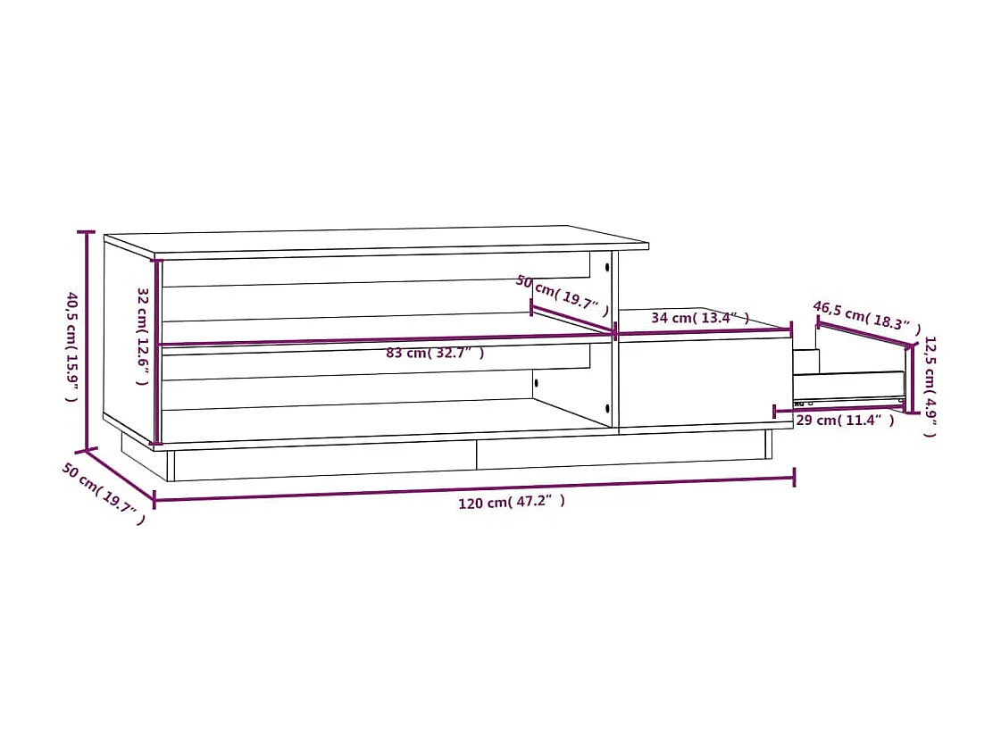 Couchtisch-Sofatisch-Beistelltische Honigbraun 120x50x40,5 cm Massivholz Kiefer SHL88774