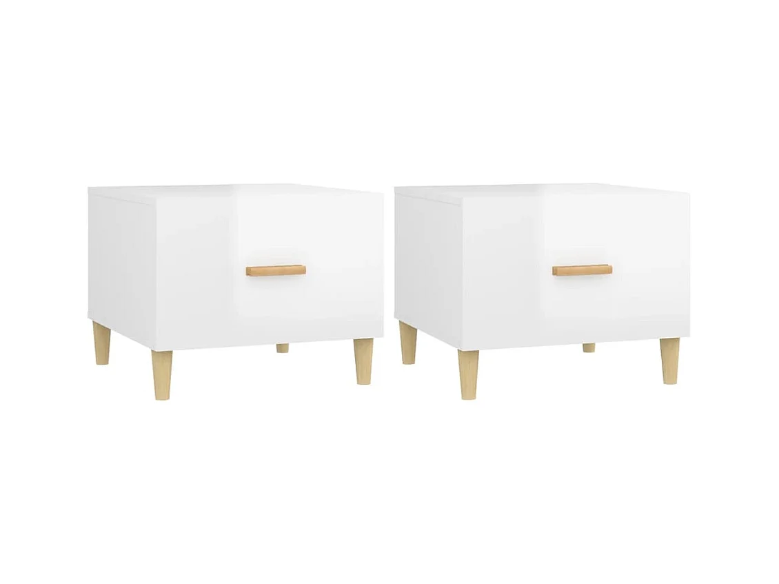 Tables basses 2 pcs blanc brillant 50x50x40cm bois d'ingénierie SHL22417