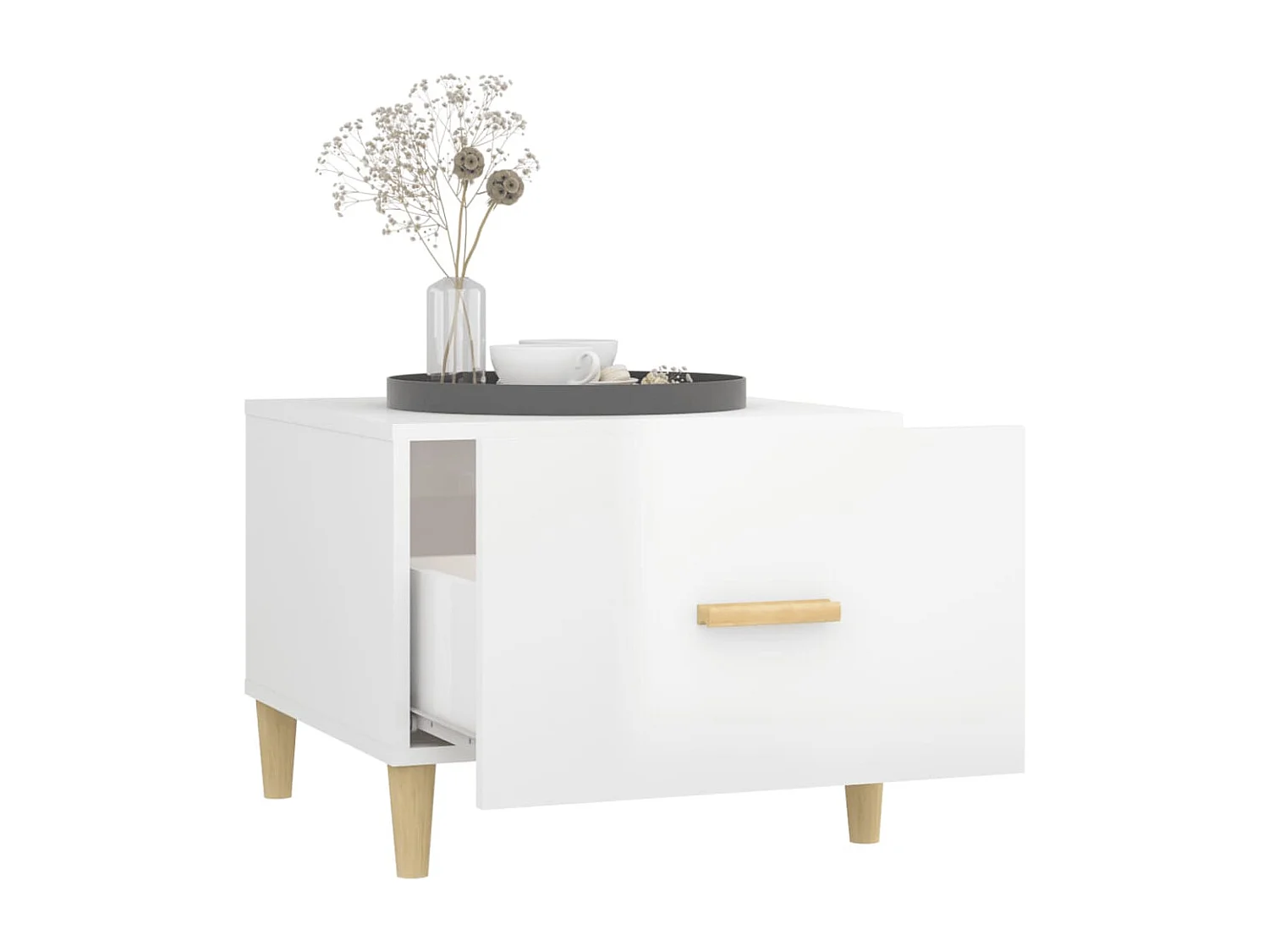 Couchtisch 2er Set-Sofatisch-Beistelltische Hochglanz-Weiß 50x50x40 cm Holzwerkstoff SHL92742