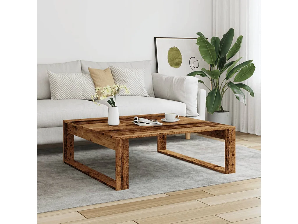 Couchtisch-Wohnzimmertisch-Beistelltische Altholz-Optik 100x100x35 cm Holzwerkstoff SHL61001