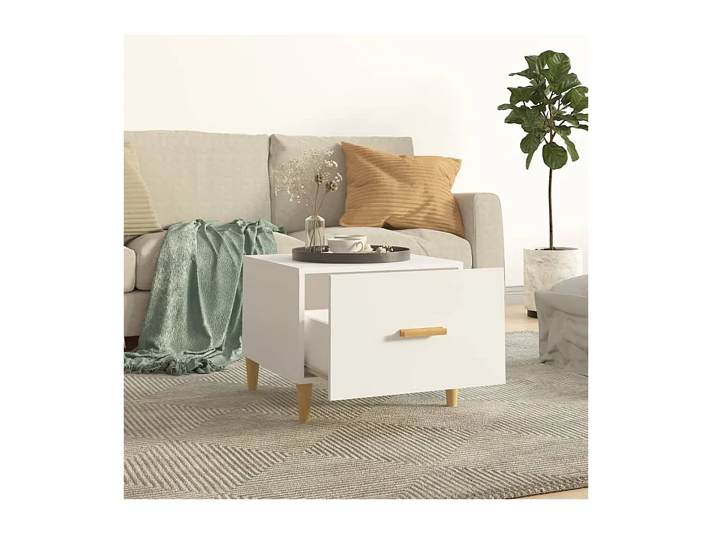 Mesa de centro | Mesa auxiliar madera contrachapada blanco 102x50x40 cm SHL414951