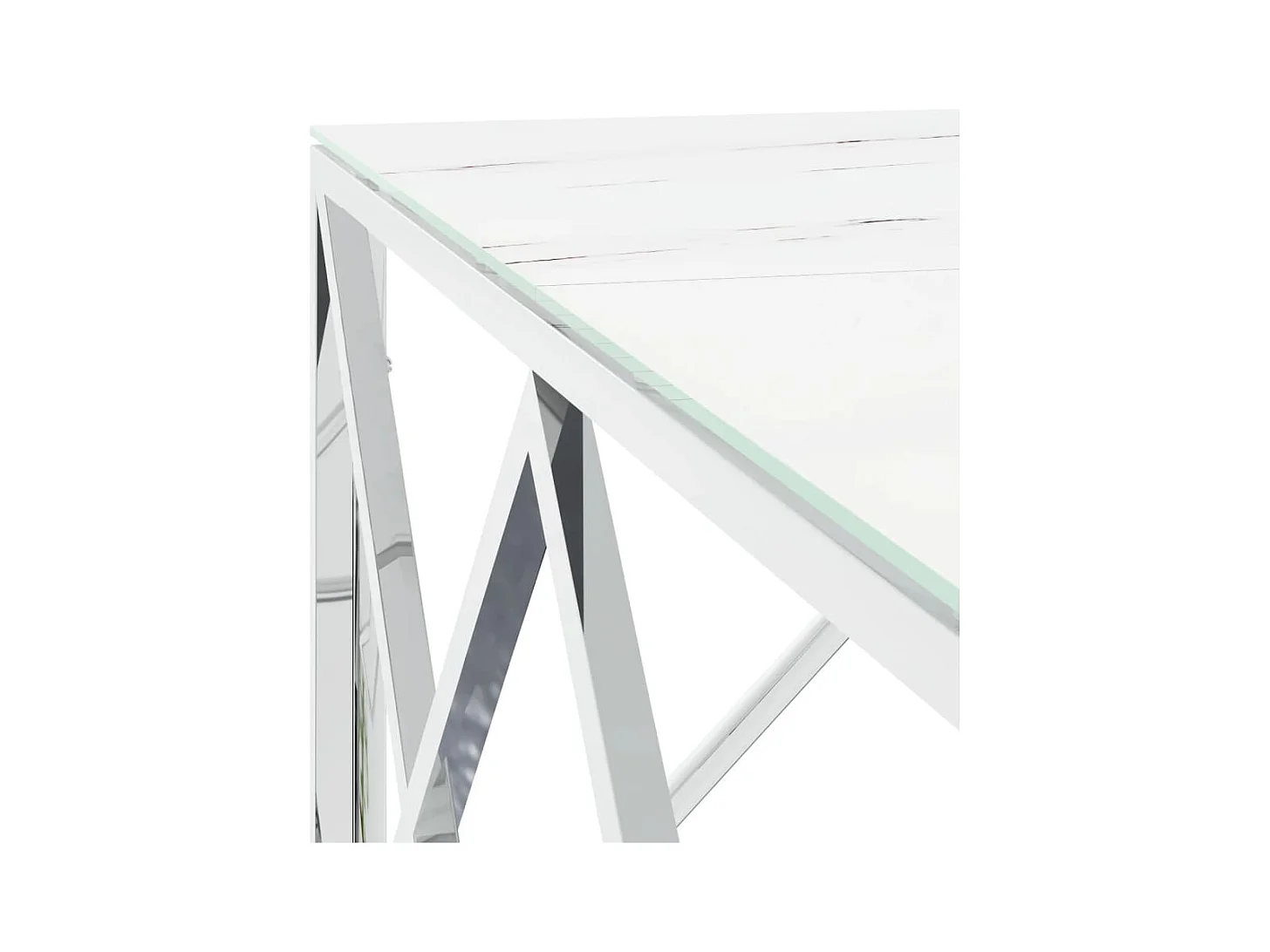 Table basse salon-Table d'appoint argenté 80x80x40 cm acier inoxydable et verre SHL44945