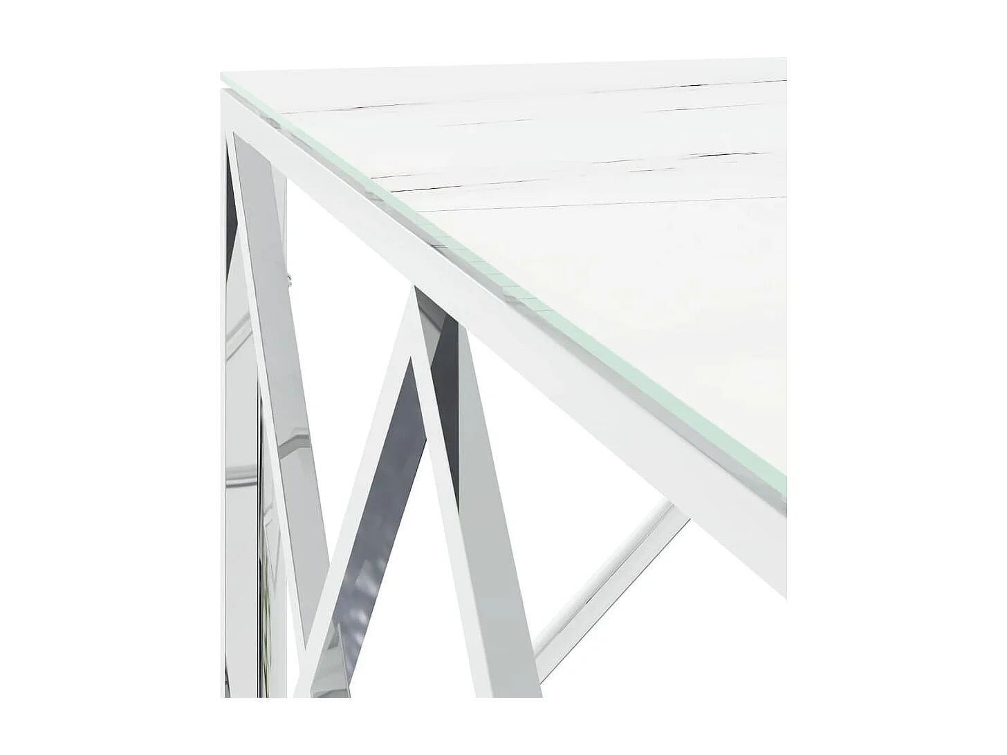 Table basse salon-Table d'appoint argenté 80x80x40 cm acier inoxydable et verre SHL44945